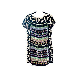 Alice & Trixie Colorful Geometric Print 100% Silk Mini Dress XS